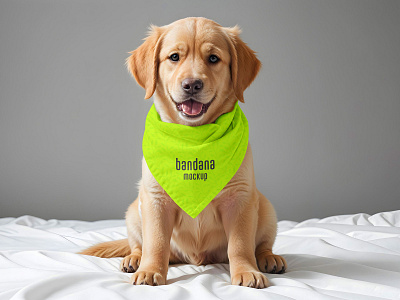 Сute Puppy Wearing a Bandana animal apparel bandana clothes clothing dog fabric free freebie logo merch mockup pet puppy wear