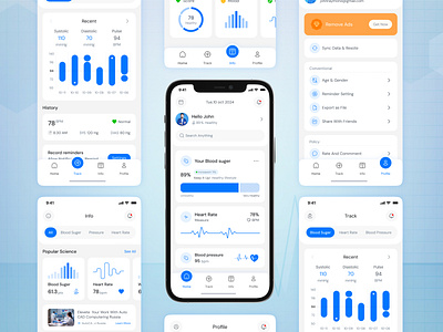 Healthcare Mobile App Design blood suger doctor fitness health healthcare healthcare app healthcare home page healthcare info healthcare profile page heathcare ui home page medicine mobile app profile ui design
