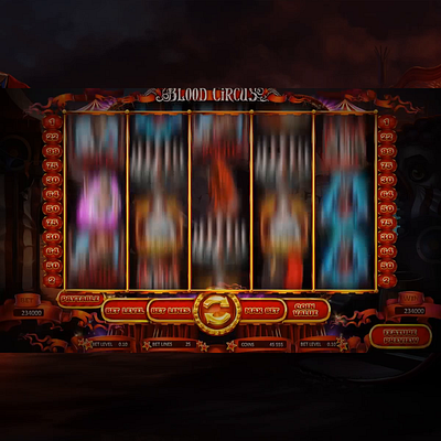 Blood Circus blood casinogames circus death demon gambling game art game design horror horrorslot moon skittles slot design slot machine vampire witch