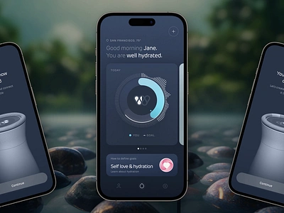 Connected Water Bottle : App app biometrics healthcare hydration interface ios mobile product design smart product ui uiux water bottle wellness