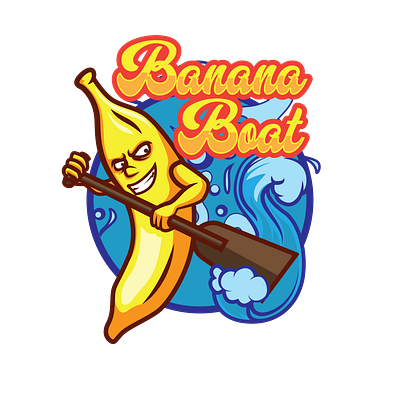 Banana Boat Concept Artwork artwork banana graphic design illustration logo mascot tees vector