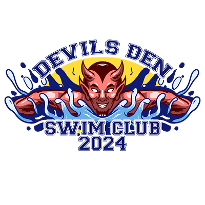 Devils den swim club 2024 art artwork design devils graphic design horn illustration logo mascot