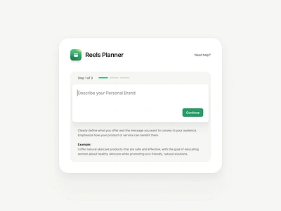 Reels Planner / AI Based Tool ai app chatgpt clean component dashboard form input message openai product design saas ui ux
