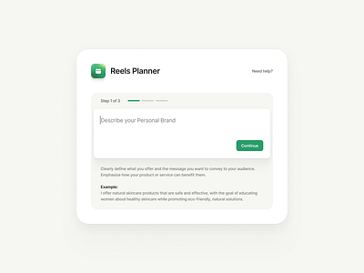 Reels Planner / AI Based Tool ai app chatgpt clean component dashboard form input message openai product design saas ui ux