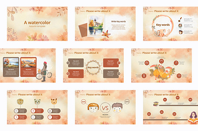 Watercolor PPT template autumn autumn design autumn ppt design graphic design powerpoint ppt ppt design ppt template watercolor