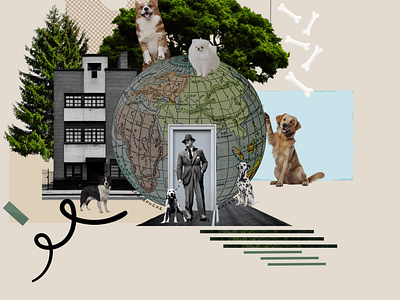 Give a paw building bulldog collage collage design corgi dalmatian design digital collage doberman dog dogs home labrador paw poster poster design retriever world