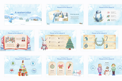 Watercolor PPT template christmas design graphic design ppt ppt design ppt template template watercolor watercolor ppt winter winter ppt