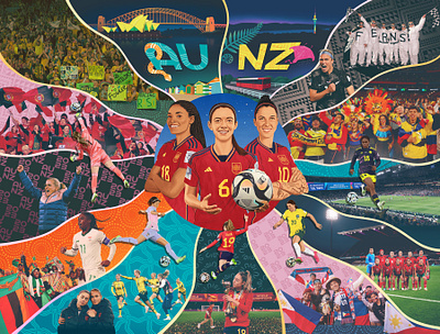 2023 World Cup collage digital folioart football helen green illustration photo portrait poster sport women