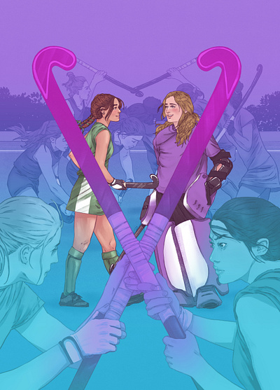 All's Fair in Love & Field Hockey 2d book cover character digital folioart illustration lgbtq publishing ya fiction young adult