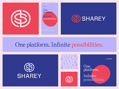 Sharey Visual Identity branding collaboration connectivity creativity disruption entrepreneurship growth innovation leadership logo logodesign logodesigner mark networking s logo startups symbol synergy tech