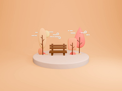 Gorgeous 3D Autumn Day 3d 3d art 3d autumn 3d bench 3d design 3d illustration 3d modeling autumn bench blender fall illustration landing page love modeling ui ui design uiux ux design web page