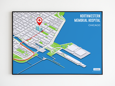 Northwestern Memorial Hospital Custom Map Design map visualization