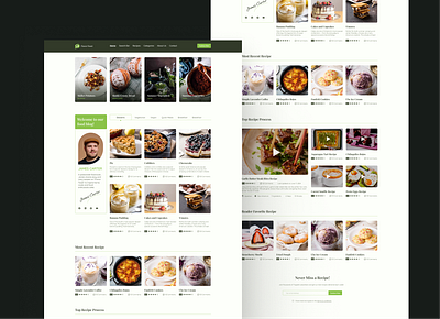 Grid Card Layout Food Blog Website vegan recipes