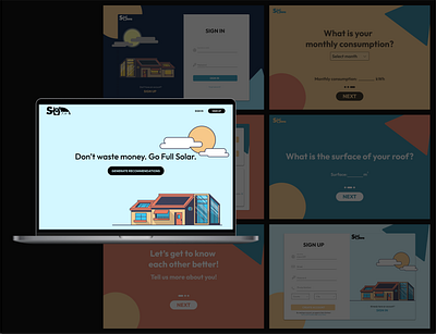 Solar Solutions app concept design solar energy solar panels ui ux wireframes