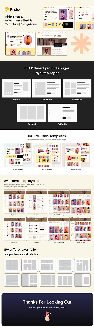 Pixio - Fashion Shop & eCommerce Nuxt Js Template 3d animation branding creative design graphic design illustration logo motion graphics product design template ui ui design uiux user experience user interface web design web development website wweb