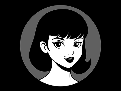 Vintage Portrait cartoon cute face girl icon ink lips logo logotype mark old pin pinup retro rock sign tattoo up vintage woman