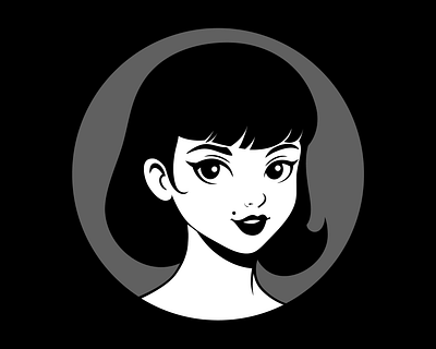 Vintage Portrait cartoon cute face girl icon ink lips logo logotype mark old pin pinup retro rock sign tattoo up vintage woman