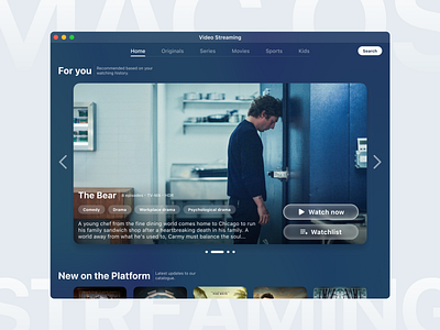 MacOS Video Streaming App app app design apple application desktop hulu mac os macos netflix online cinema prime video streaming ui video streaming