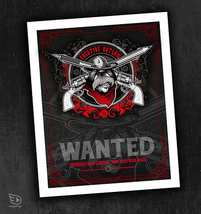 Poster - creative outlaw chipdavid creative outlaw dogwings drawing poster vector wanted