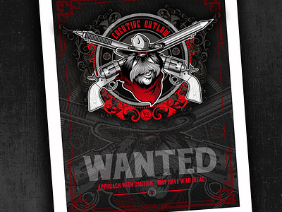 Poster - creative outlaw chipdavid creative outlaw dogwings drawing poster vector wanted