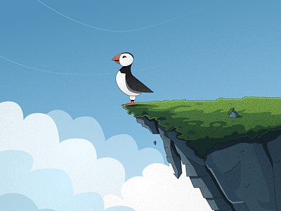 Inktober 2024 - Ridge artwork cliff colors gradient illustration puffin ridge vector