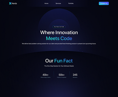 X Nerds Branding And Landing Page animation branding darktheme figma futuristic hero section landing page design motion graphics product design prototyping software house ui uiux user experience user interface design