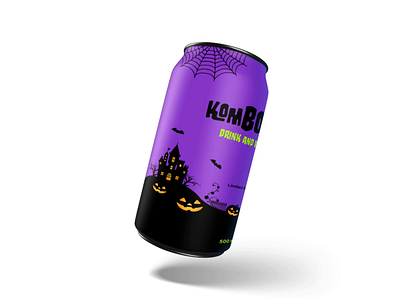 Spooky Drink ComBOOcha Packaging Concept 🎃👻🦇🧡 bat boo branding can flat graphic design halloween kombucha limited edition packaging pumpkin scary seasonal spooky