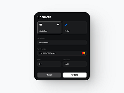 Checkout Screen - Dark Themed. app clean design minimalist ui webdesign