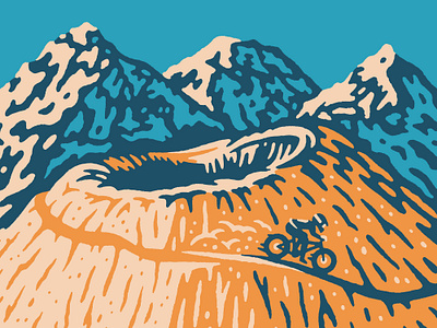 Bend Oregon Poster artwork bend colorful illustration mountain biking mountains nature oregon outdoors poster scene screen print