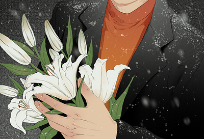 lilies adobe photoshop date editorial illustration floral illustration flowers illustration waiting