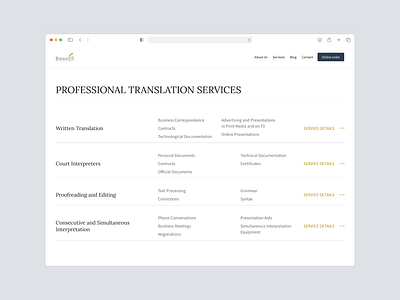 Translation Agency - Services Section design section services ui userexperience uxdesigner uxui webdesign webdesigner