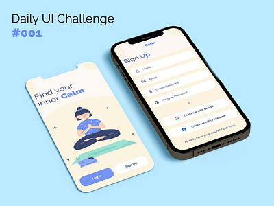 Sign Up Screen - Daily UI Challenge #001 dailyui designchallenge meditationapp mobileappdesign signupscreen uidesign userinterface uxdesign uxuidesign