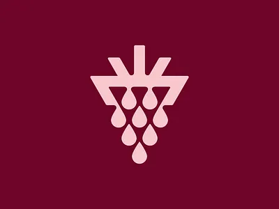 A bunch of grapes into droplets berries drink droplets grapes icon logo logo design logomark symbol wine