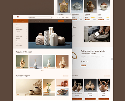 Box Layout Earthenware Website earthtones