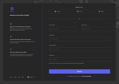Web 3 Hackaton Sign Up Page branding signup ui web3