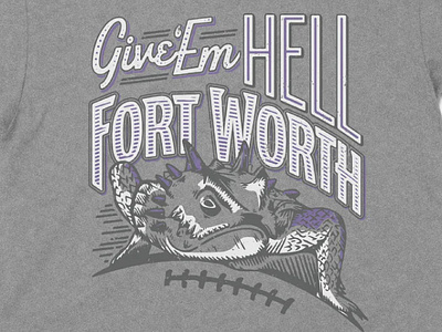 TCU x Local Revere "Give 'Em Hell" T-Shirt branding college creative dallas design football fort worth graphic design grey illustration logo merch purple shirt graphics tcu texas tshirt typography vector wearables