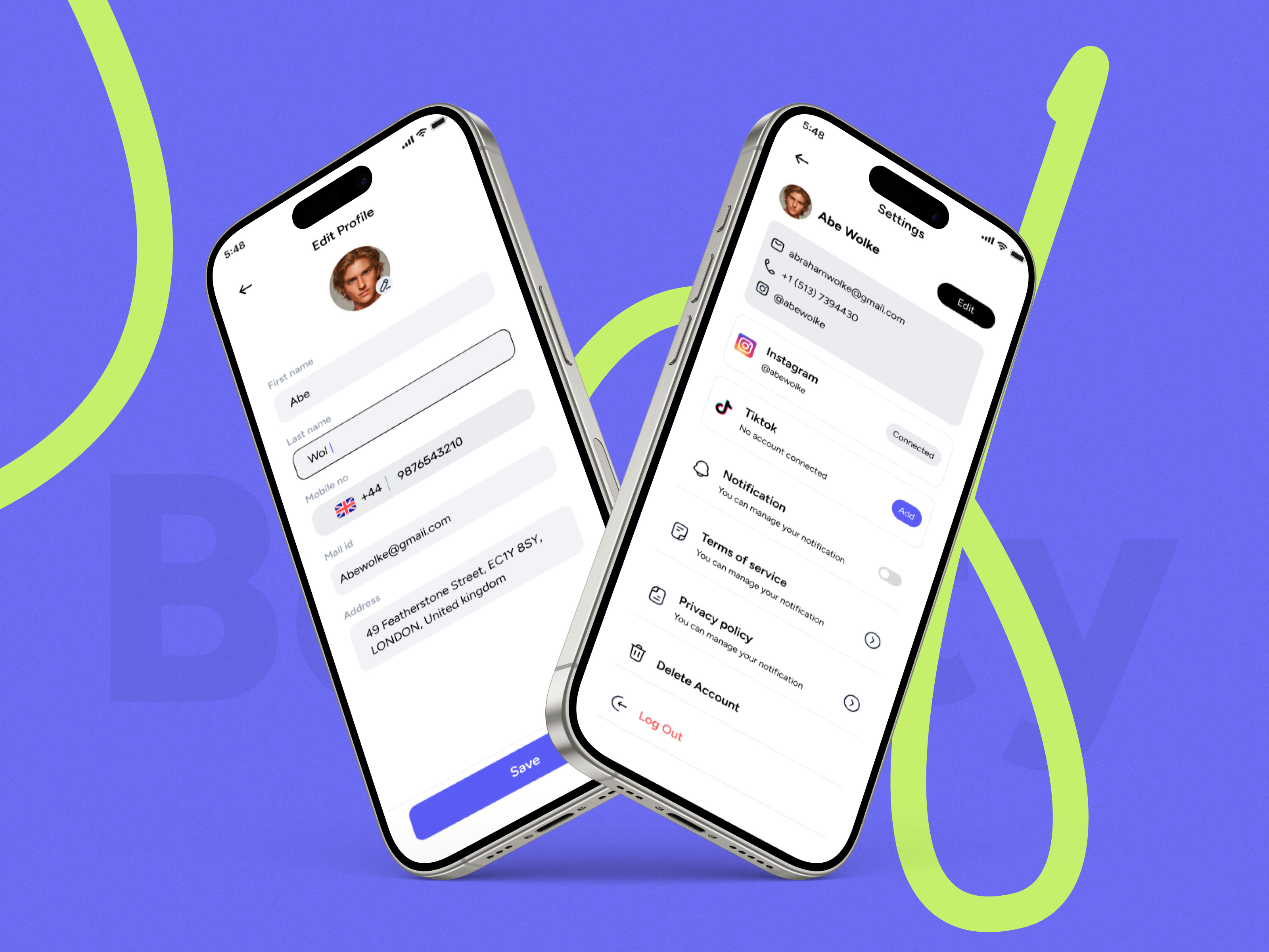 Bounty: Setting and Profile Edit UI 2024 content creator collaboration mobile app mobile ui real time review platform review app saloneel saloni setting page ugc ugc platform ui user generated mobile ui ux