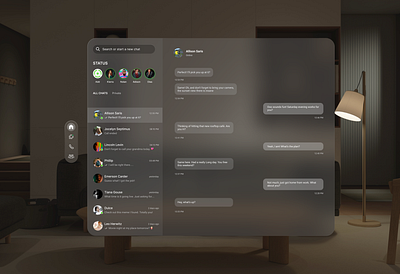 WhatsApp on Apple Vision Pro apple vision design apple vision pro ar vr design augmented reality spatial interface spatial ui virtual reality vision os vr ar design whats app on vr whats app web whatsapp