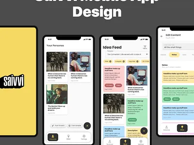 Saivvi Mobile App appdevelopment applaunch contentcreation creativetools designcommunity designinspiration mobileappdesign productivityapp uiuxdesign uxdesign