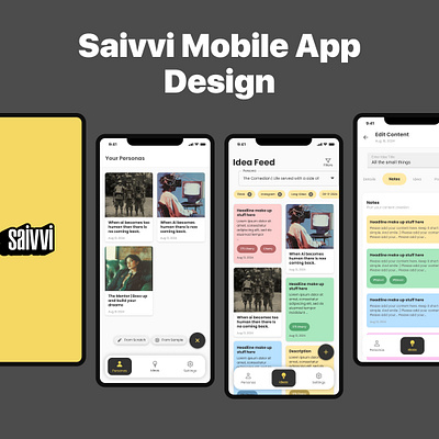 Saivvi Mobile App appdevelopment applaunch contentcreation creativetools designcommunity designinspiration mobileappdesign productivityapp uiuxdesign uxdesign