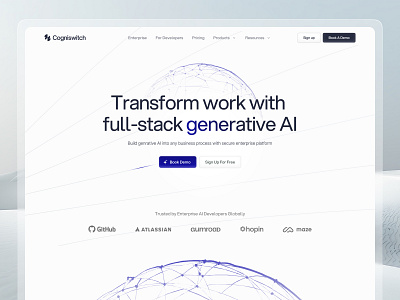 LLM Gen AI Website Hero Section ai landingpage aidesign cogniswitch dribbble genai herosection ai llm uidesign ux website