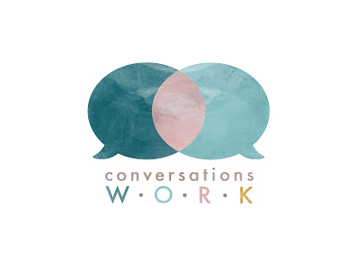 Conversations Work Logo color design green illustrator logo pink simple