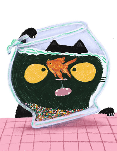 Naughty Kitty cat children book cute fish bowl fun goldfish illustration kitten kitty narrative