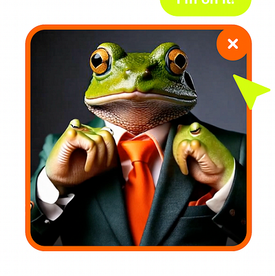 Frog in a suit animation loop motion graphics ui