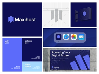 Maxihost Identity Exploration blue brand clean design fireart icon identity logo ui ux