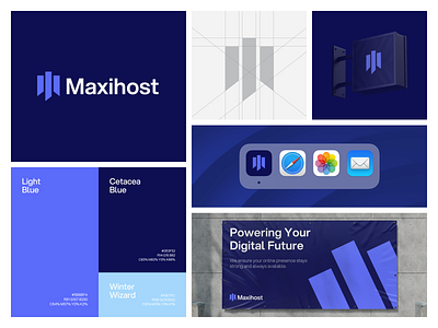 Maxihost Identity Exploration blue brand clean design fireart icon identity logo ui ux