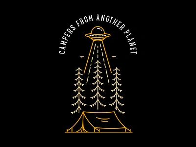 Campers from Another Planet adventure alien apparel apparel design astronaut camper camping galaxy holiday mountain nasa national park nature outdoors outer space planet space t shirt t shirt design ufo