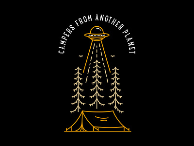 Campers from Another Planet adventure alien apparel apparel design astronaut camper camping galaxy holiday mountain nasa national park nature outdoors outer space planet space t shirt t shirt design ufo