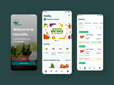 Seamless UI/UX for Buying and Selling Vegetables & Fruits branding design graphic design illustration logo poster design typography ui ux vector