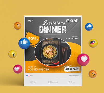 Pizza Social Media Post Design branding burger dinner dinner poster food food social media poster graphic design pizza hut pizza hut near me pizza near me poster poster design